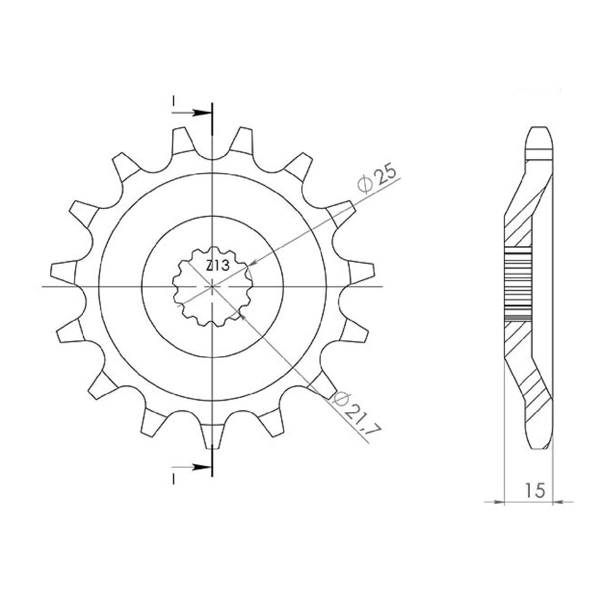 Pignone in acciaio 15 denti 630 KAWASAKI GPZ (ZX750A1/A2/A3/A4/A5) 750 83/87