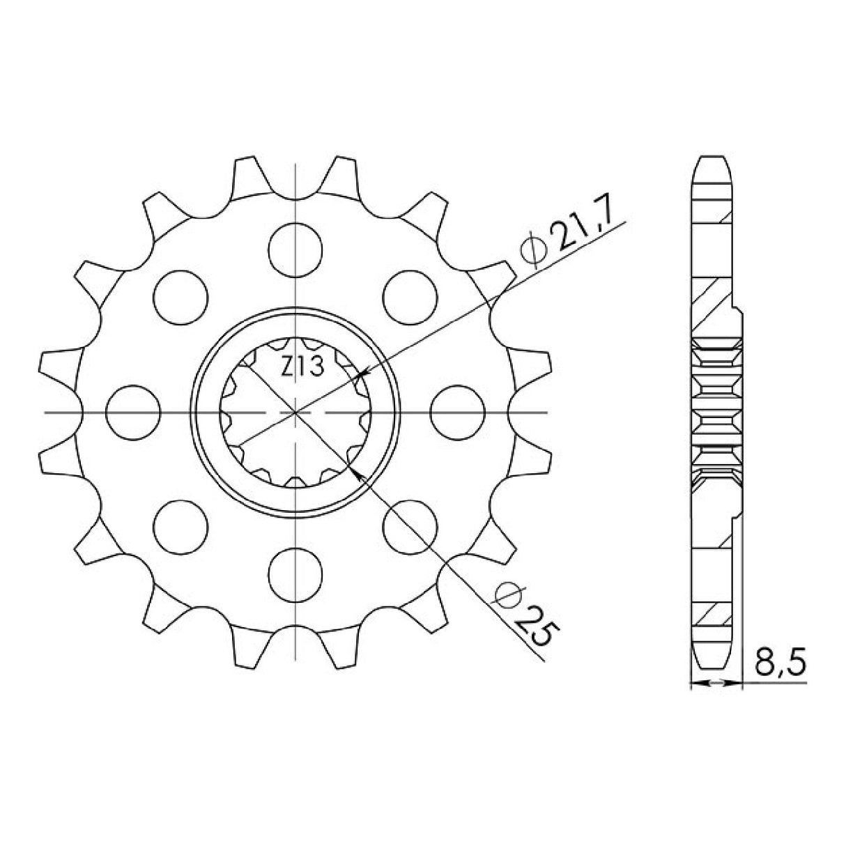 Pignone in acciaio 15 denti 525 KAWASAKI Z ABS (BHF)(ZR900BBDA) 900 CC 17/20