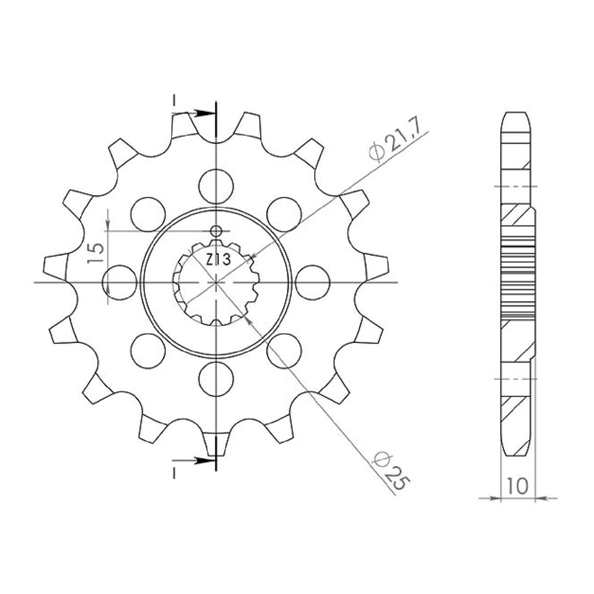 Pignone in acciaio 15 denti 630 KAWASAKI LTD (KZ1000B1/B2/B3/B4) 1000 77/78