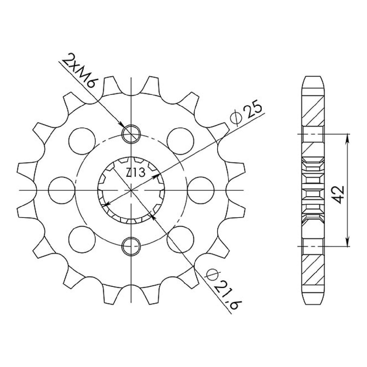 Steel sprocket 16 teeth pitch 530 CAGIVA Raptor / V Raptor 1000 CC 00/05
