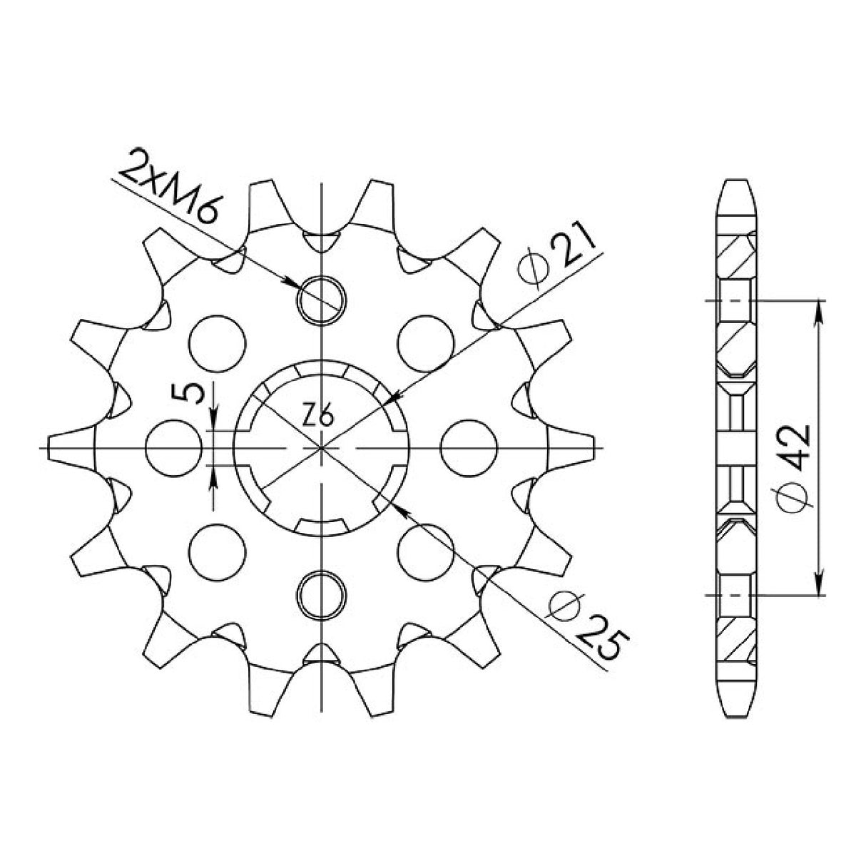 Pignone in acciaio 14 denti passo 520 KAWASAKI KDX 250 CC 91/94