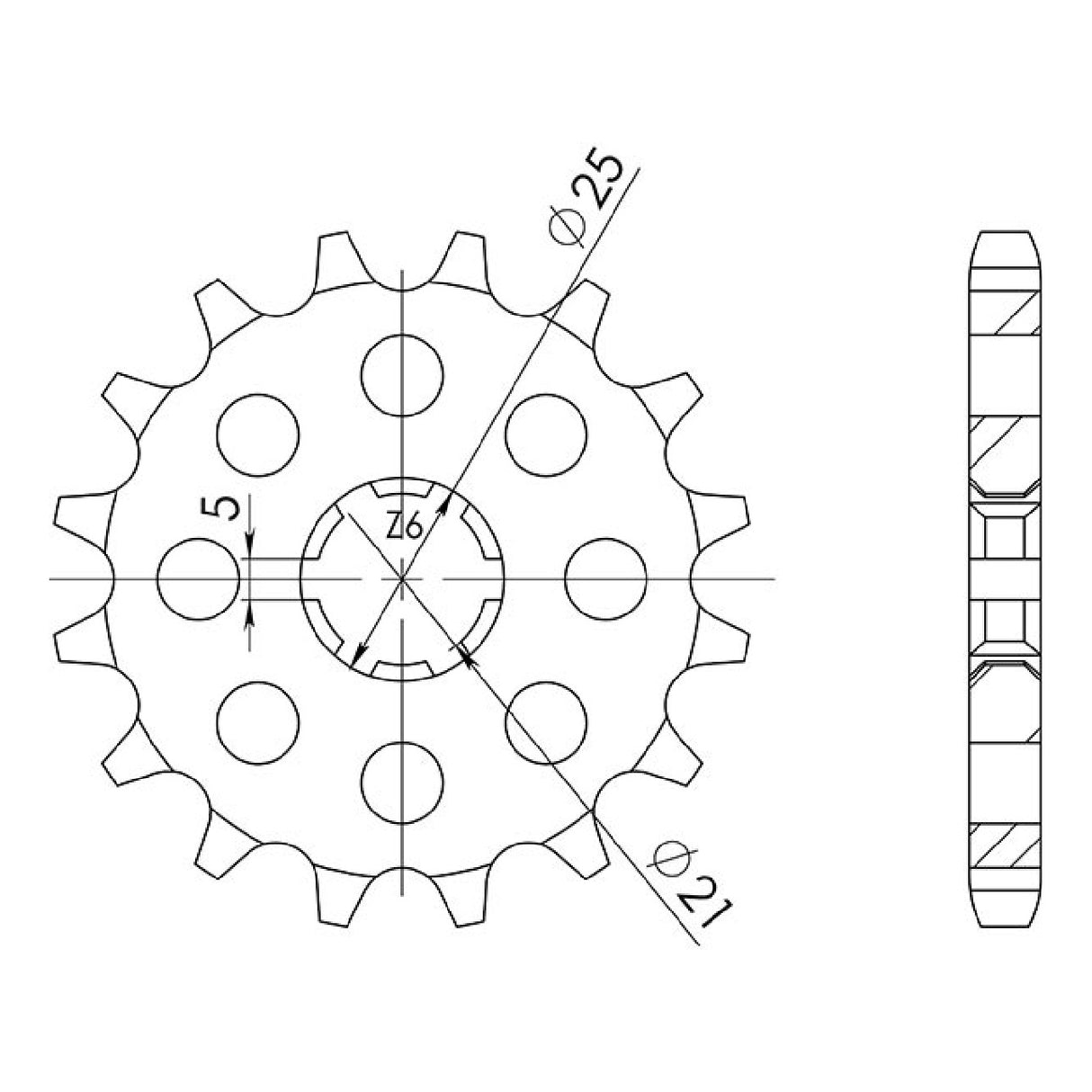 Steel sprocket 15 teeth pitch 530 KAWASAKI Z (KZ250D1) 250 CC 78/80