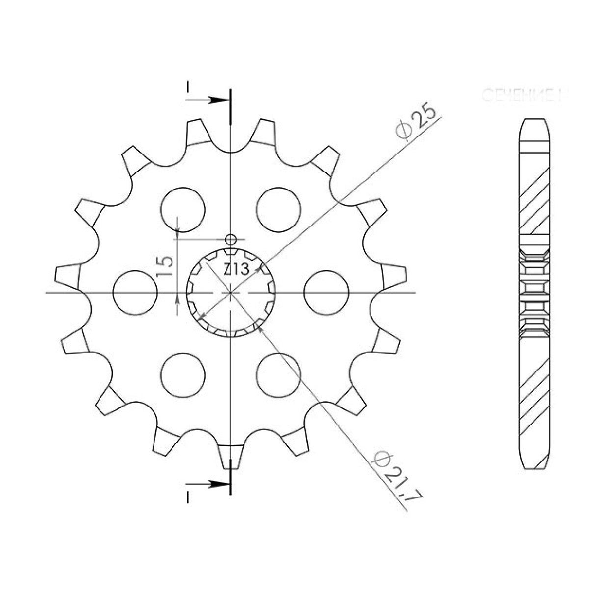 Stahlkettenrad 15 Zähne 630 KAWASAKI GPZ Turbo (ZX750E1/E2) 750 cm³ 84/85