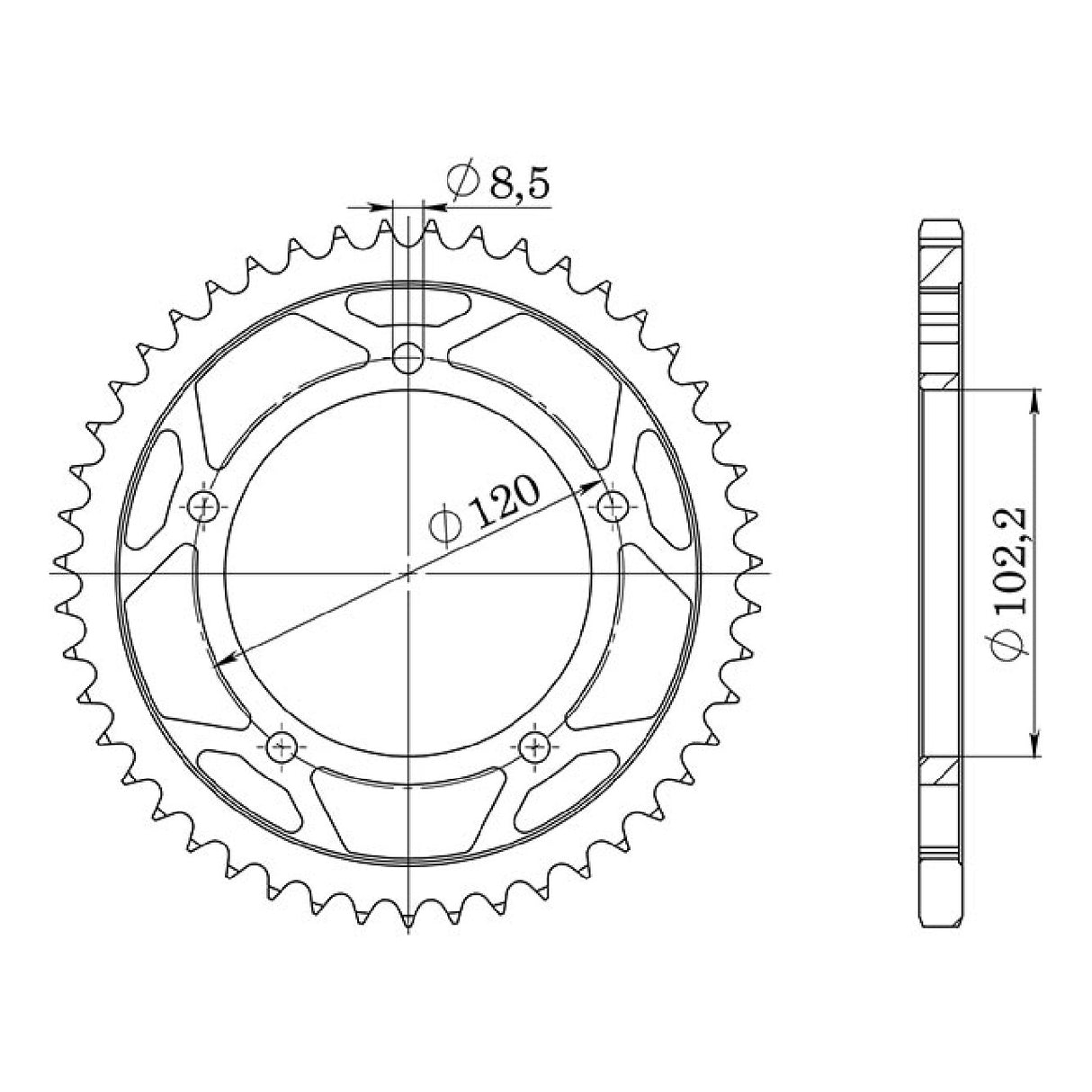 Stahlkrone, 47 Zähne, Teilung 420, APRILIA RS Extrema, Replika 50 cm³ 99/05