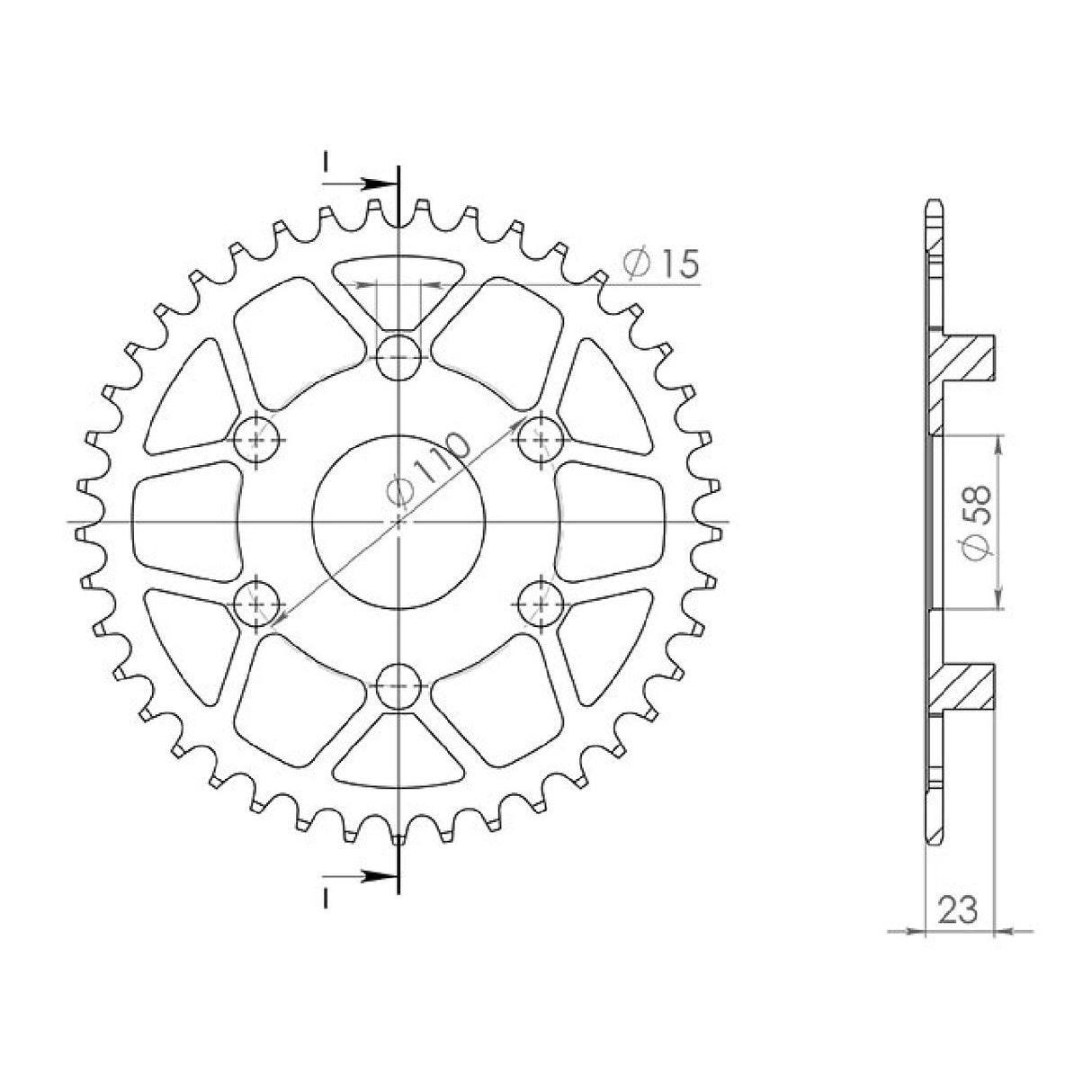 Corona in acciaio 40 denti passo 520 APRILIA Classic 125 CC 96/00