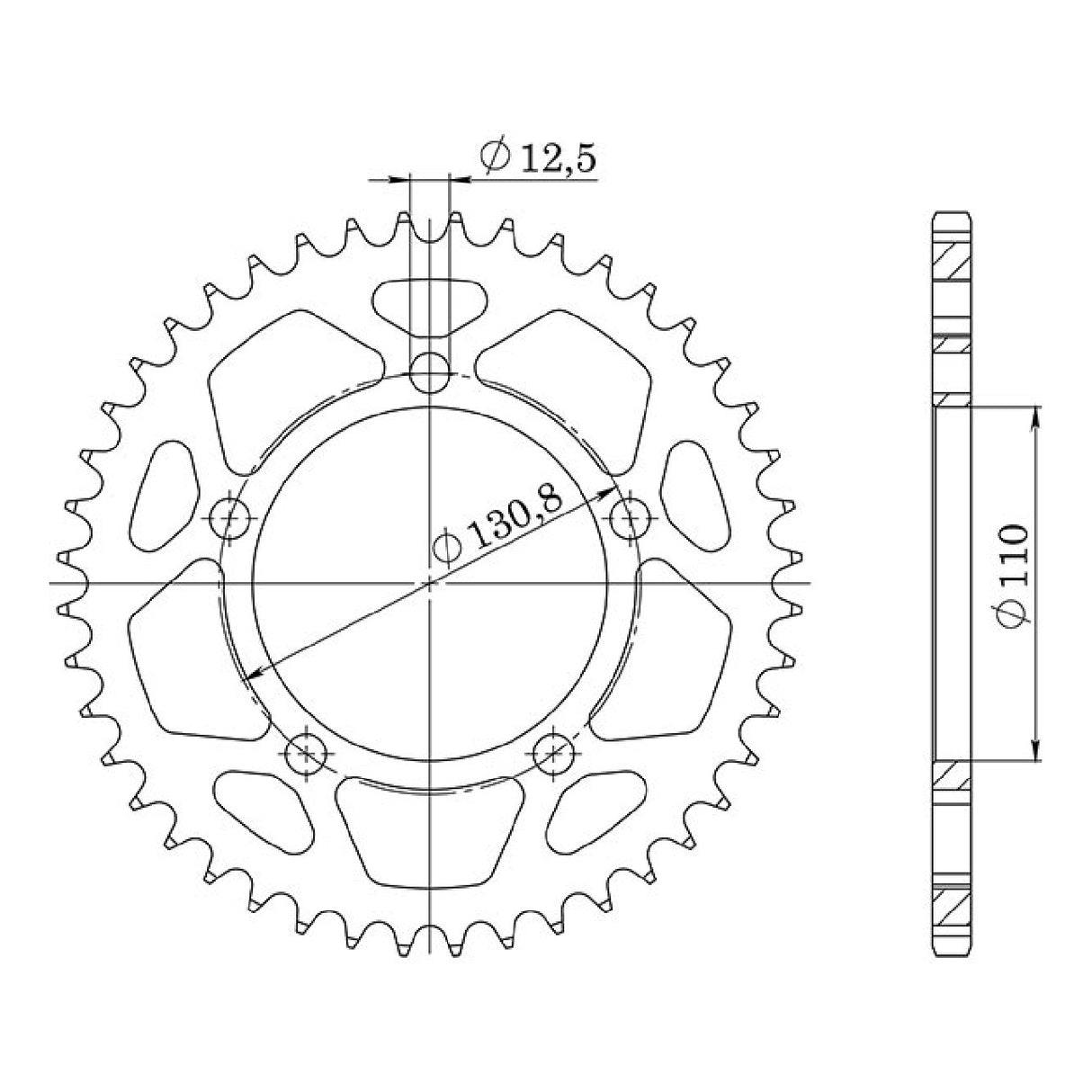 Corona in acciaio 44 denti passo 525 BMW S RR (K46) 1000 CC 09/11