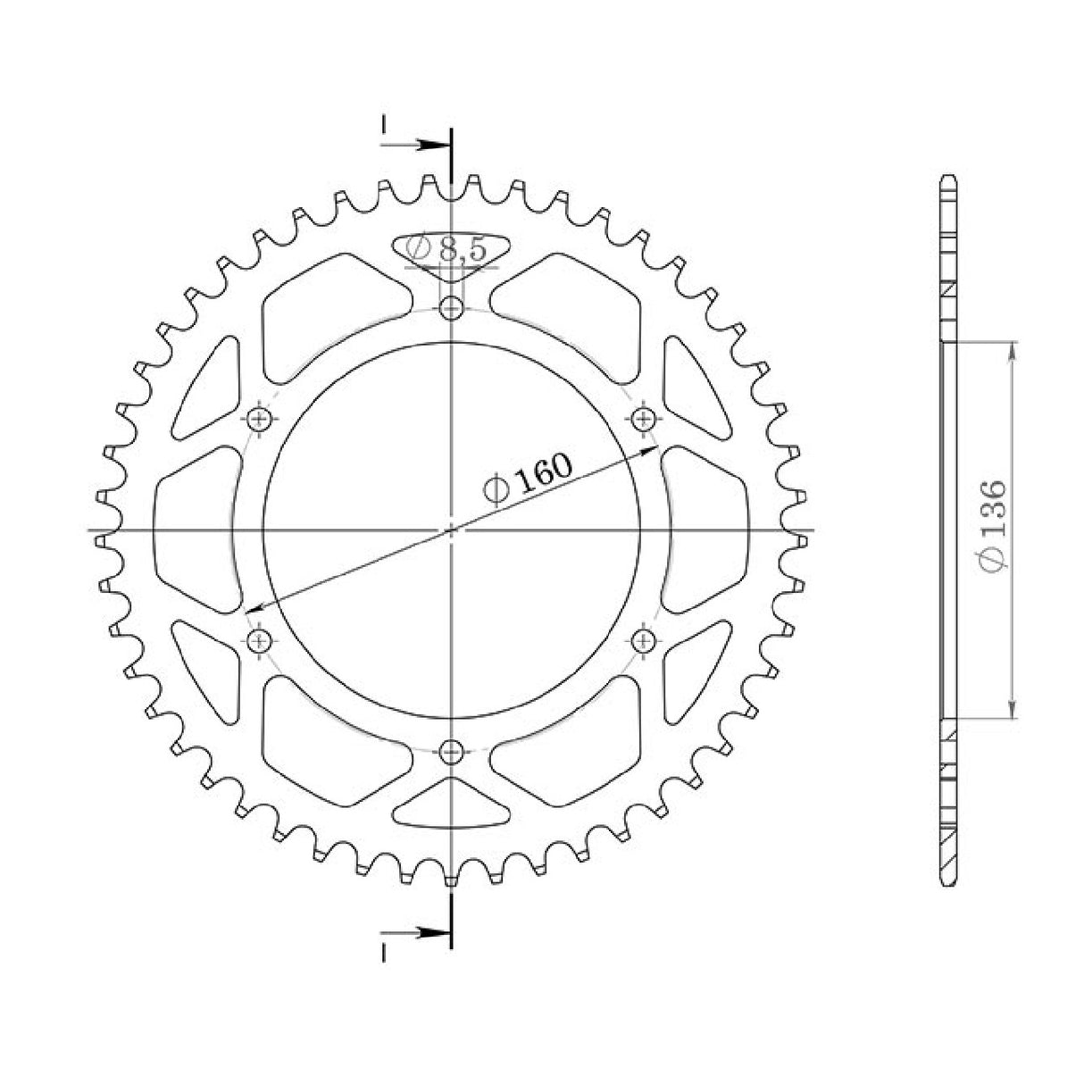 Corona in acciaio 43 denti passo 525 APRILIA RST Futura 1000 CC 01/04