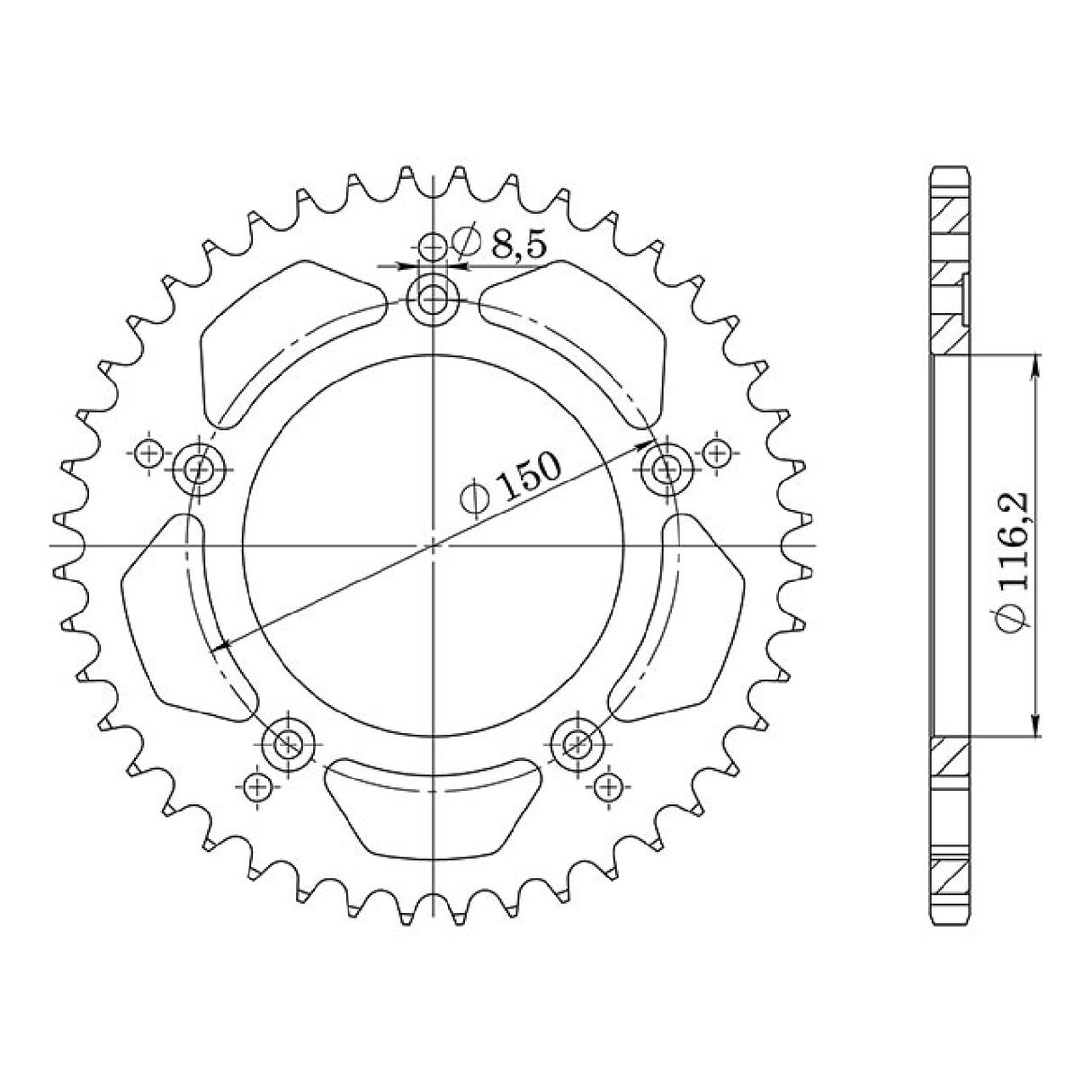 Corona in alluminio 41 denti passo 520 APRILIA RS (Francia) 250 CC 96/>