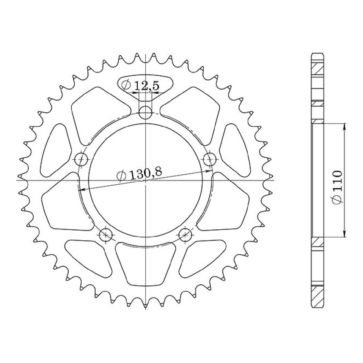 Aluminiumkrone, 45 Zähne Teilung, 520 BMW SR (K47) 1000 cm³ 14/19
