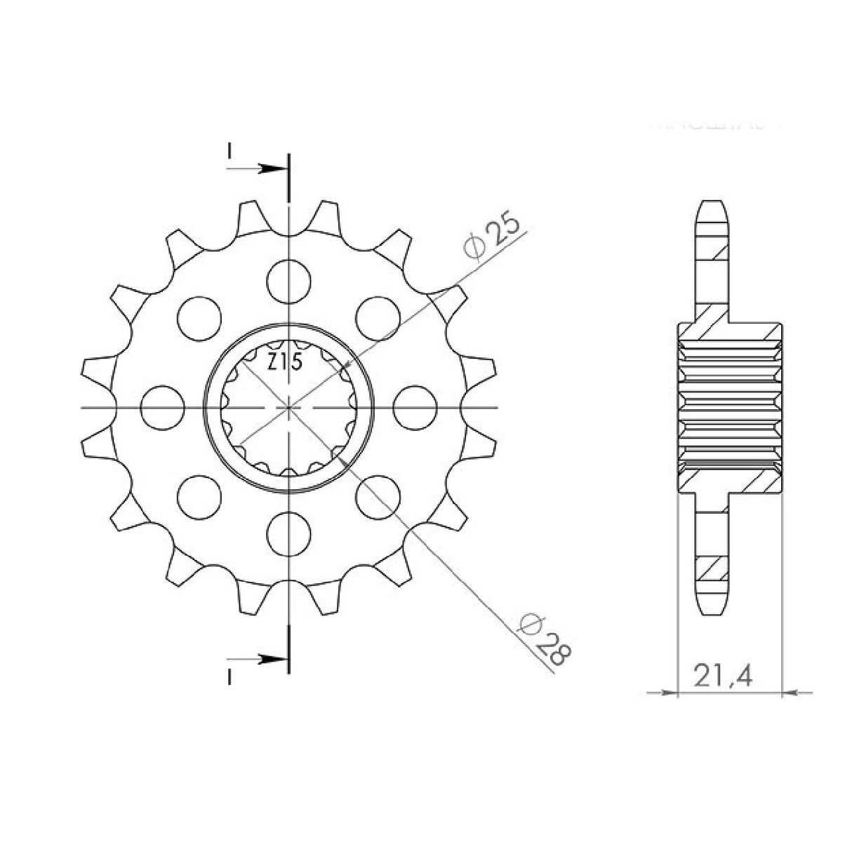 Pignone in acciaio 16 denti 525 APRILIA Dorsoduro 750 08/16