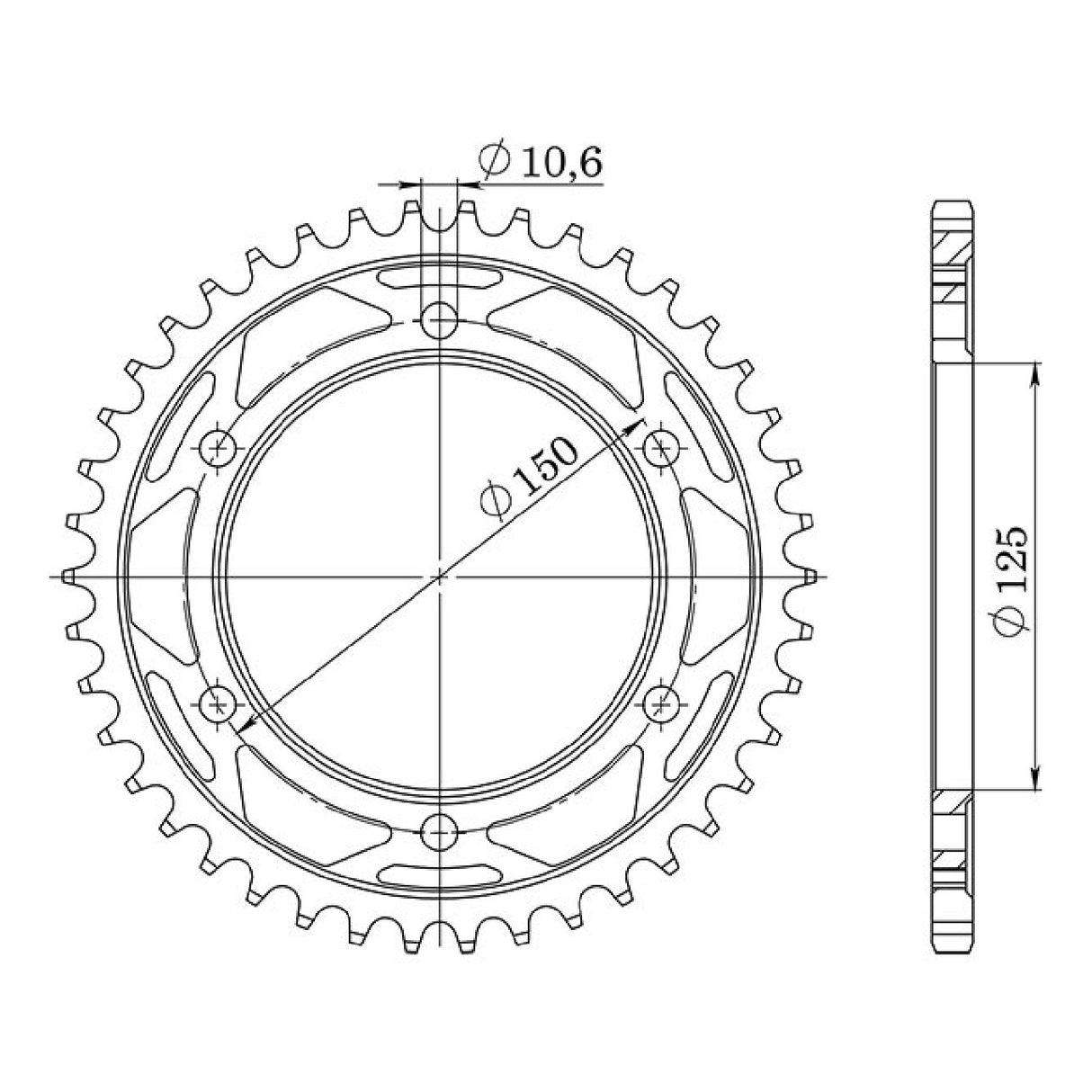 Corona in acciaio 42 denti 525 KTM LC8 Adventure/Adventure S 950 CC 02/06