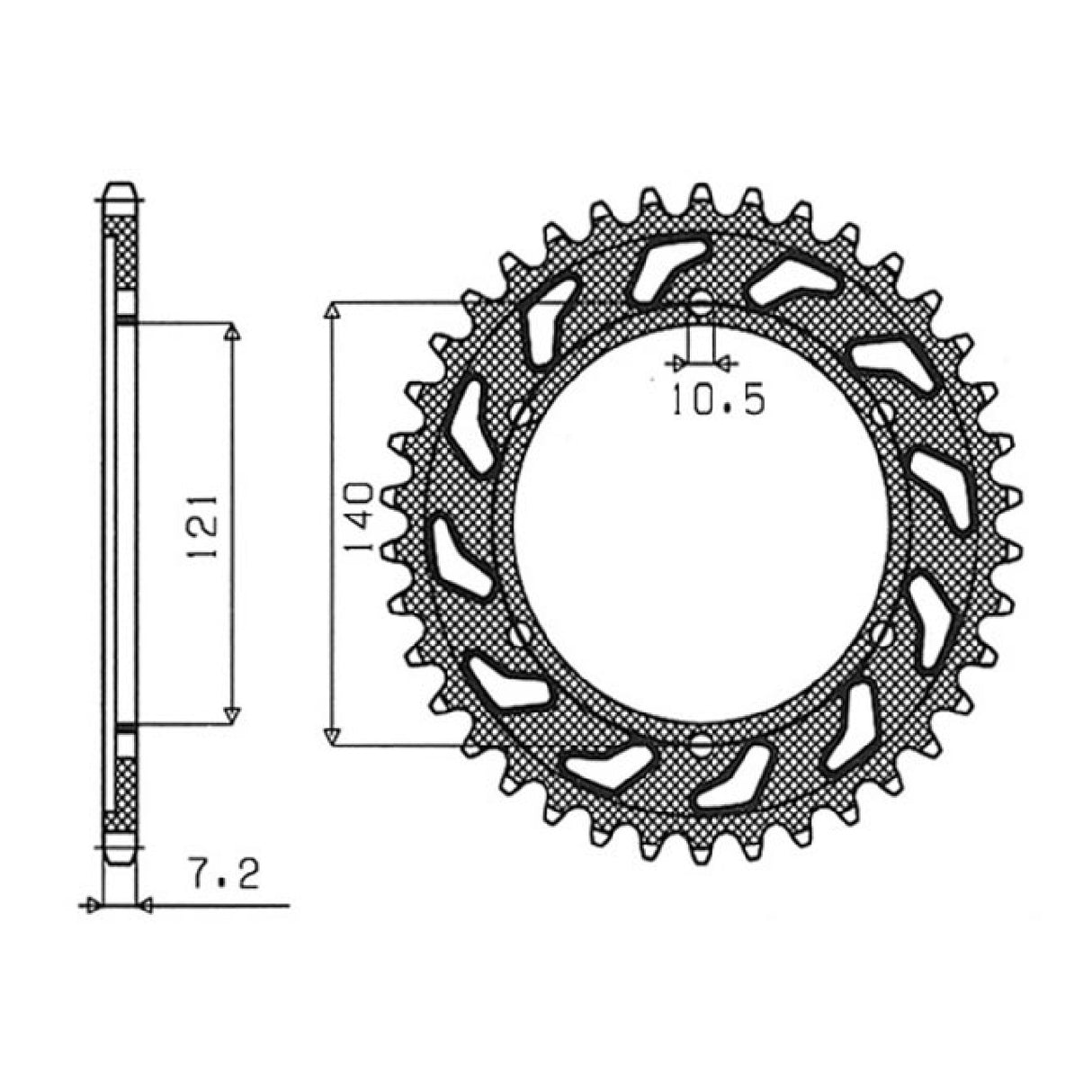 Corona in acciaio 45 denti passo 525 CAGIVA Raptor 650 CC 01/07