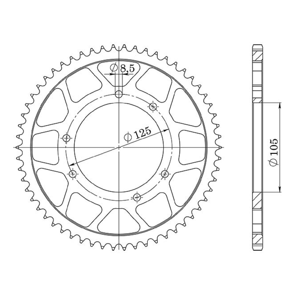 Corona in acciaio 48 denti passo 420 MALAGUTI XSM 50 CC 03/06