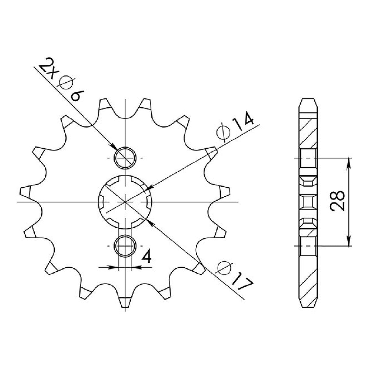 Stahlkettenrad, 14 Zähne, Teilung 420, 544910014