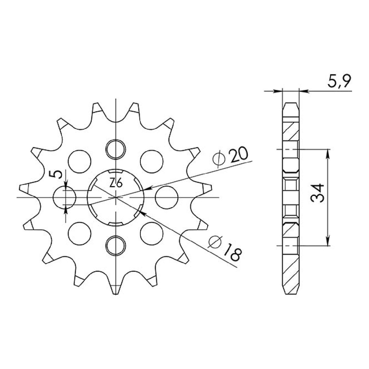 Pignone in acciaio 17 denti passo 428 DERBI Senda R 4T (SC1A1A) 125 CC 04