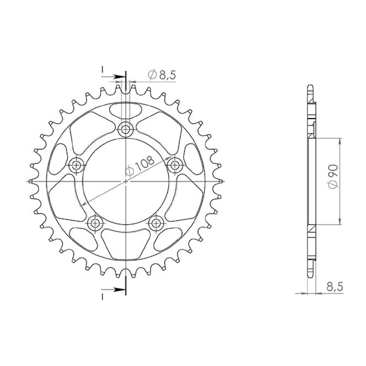 Stahlkrone, 38 Zähne, Teilung 520, DUCATI Paso 750 cm³, 88