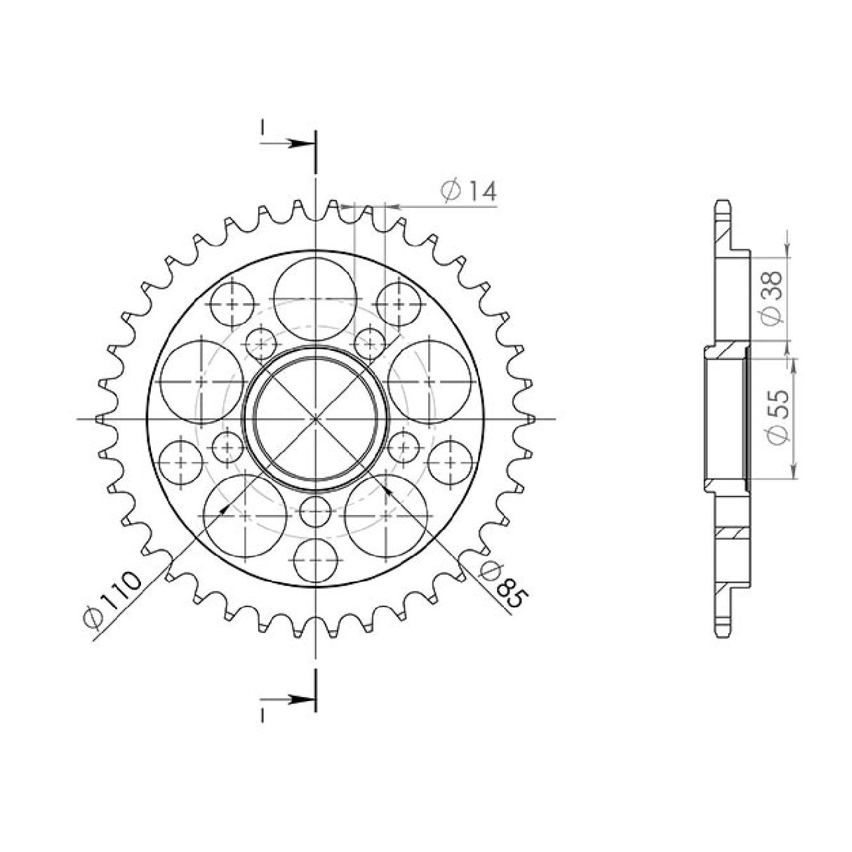 Corona in acciaio 38 denti passo 520 DUCATI 748 BIP 748 CC 95/03