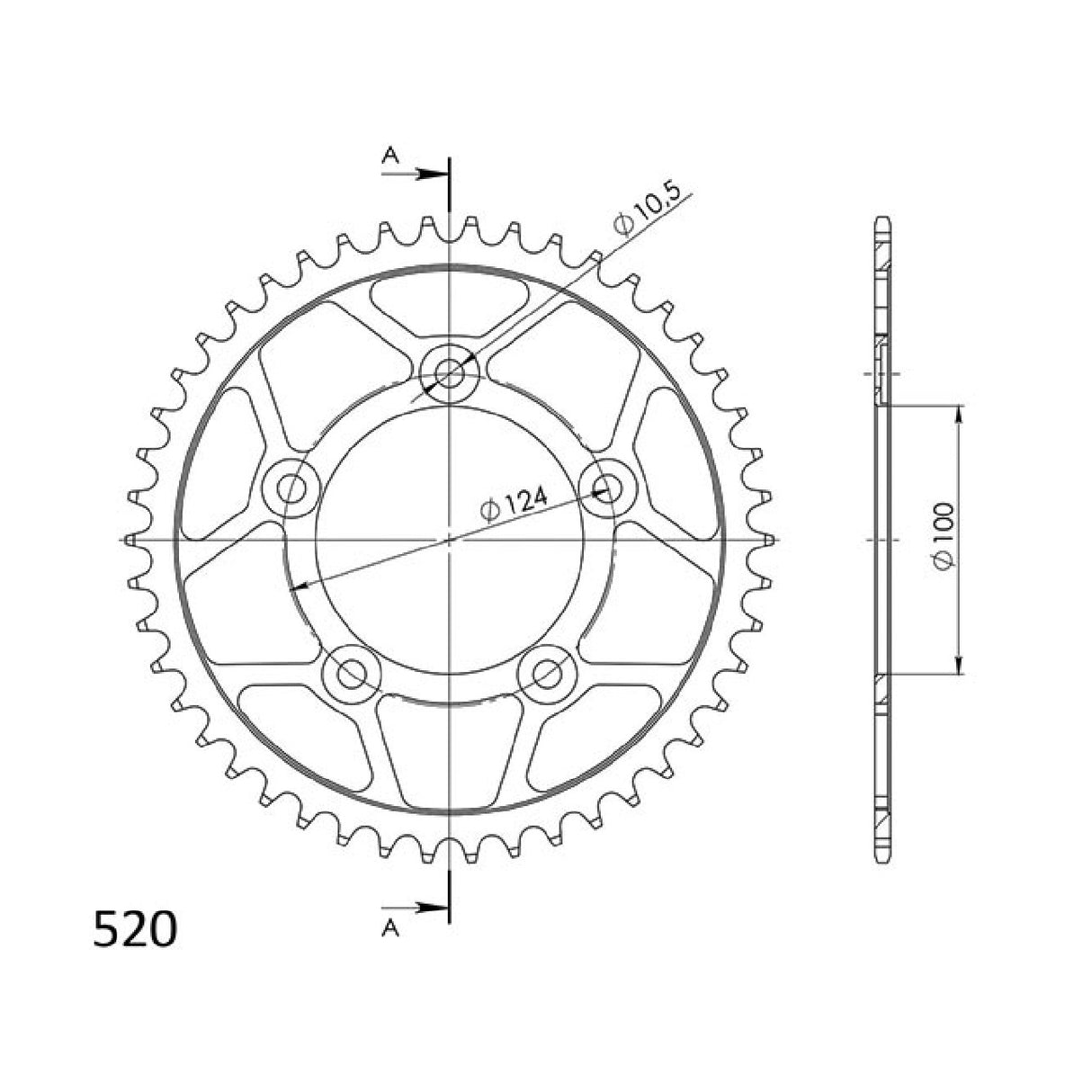 Corona acciaio 46 denti 520 DUCATI Scrambler Desert Sled Ruote Raggi 800 17/18