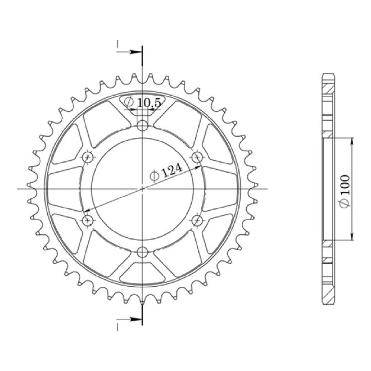 Corona in alluminio 42 denti passo 525 DUCATI ST2 (S100AA) 944 CC 97/03