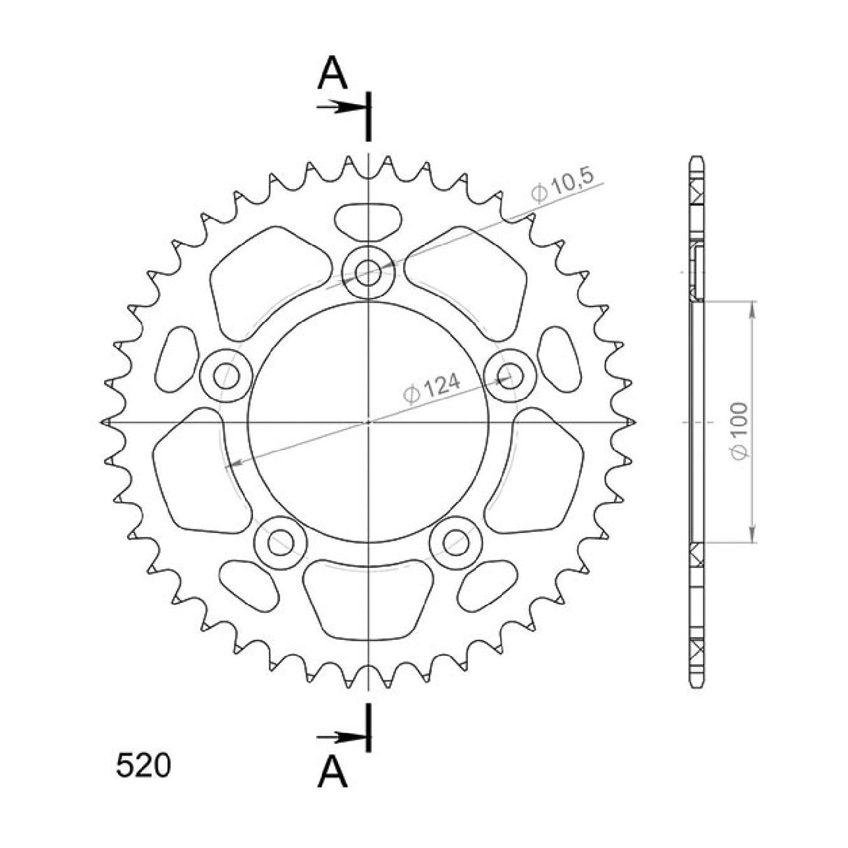 Corona in alluminio 36 denti 520 DUCATI 999 (H400AA/H400AE) 998 CC 03/06