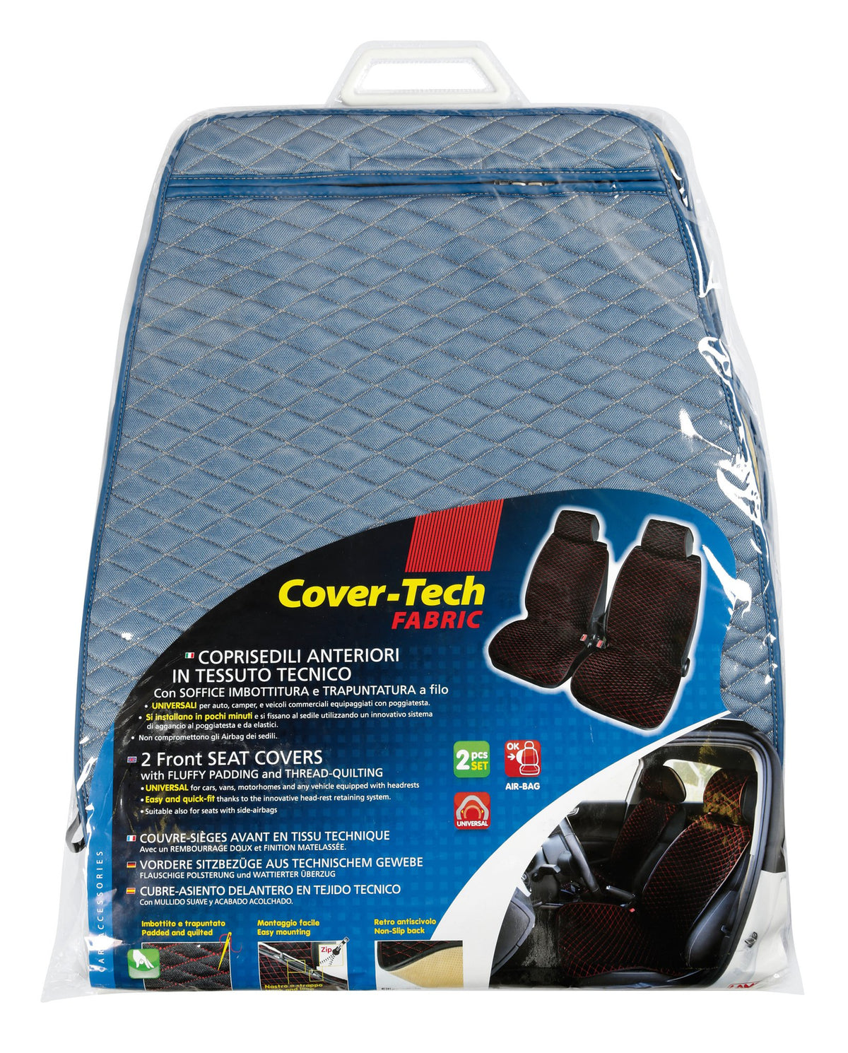 Lampa Cover-Tech Fabric, coppia coprisedili anteriori in tessuto tecnico - Azzurro/Beige 54530