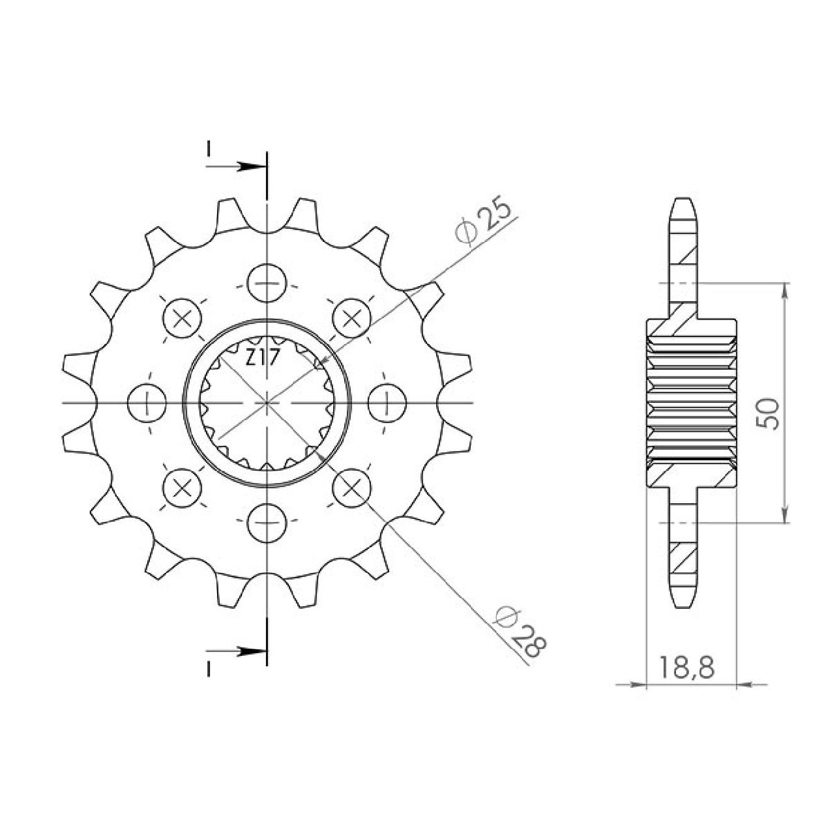 Pignone in acciaio 15 denti 525 APRILIA Tuono V4 Factory 1100 15/20