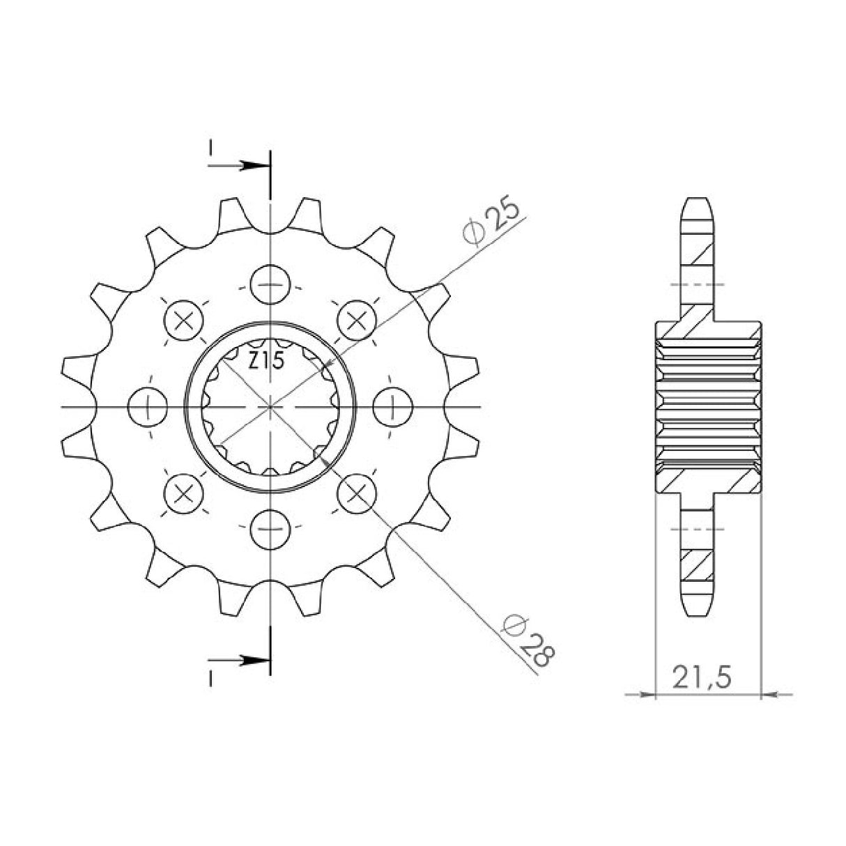 Stahlkettenrad, 17 Zähne, Teilung 525, BMW HP4 (K42) 1000 cm³, 12/15
