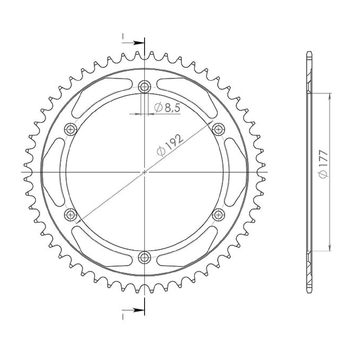 Corona in acciaio 52 denti passo 520 HUSQVARNA WR 240 CC 85/88