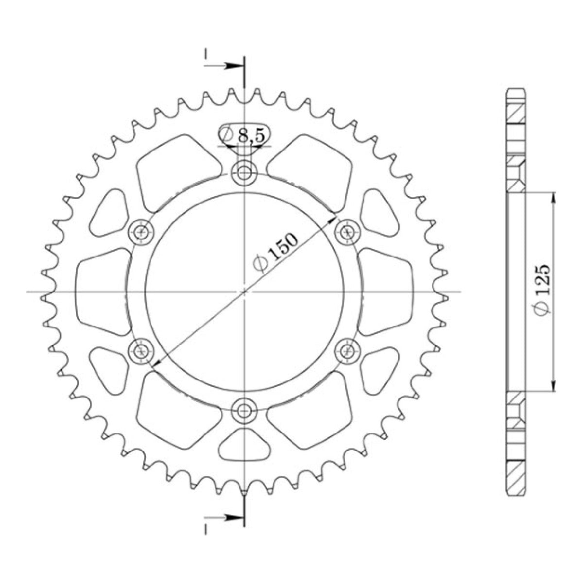 Aluminiumkrone, 47 Zähne, Teilung 520, HUSABERG TE 501 CC