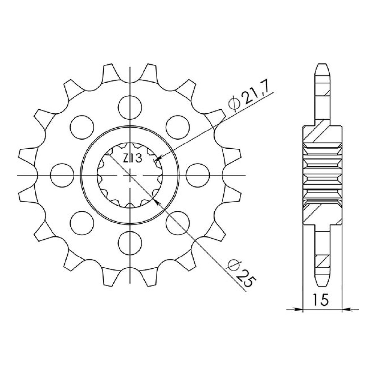 Pignone in acciaio 14 denti 525 TRIUMPH Speed Four (T801/811-T806LB) 600 03/05