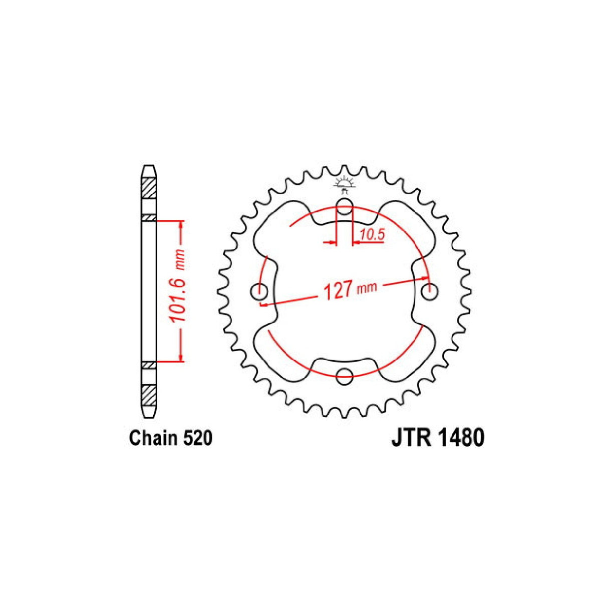 Corona in acciaio 37 denti passo 520 POLARIS Outlaw MXR 450 CC 08/10