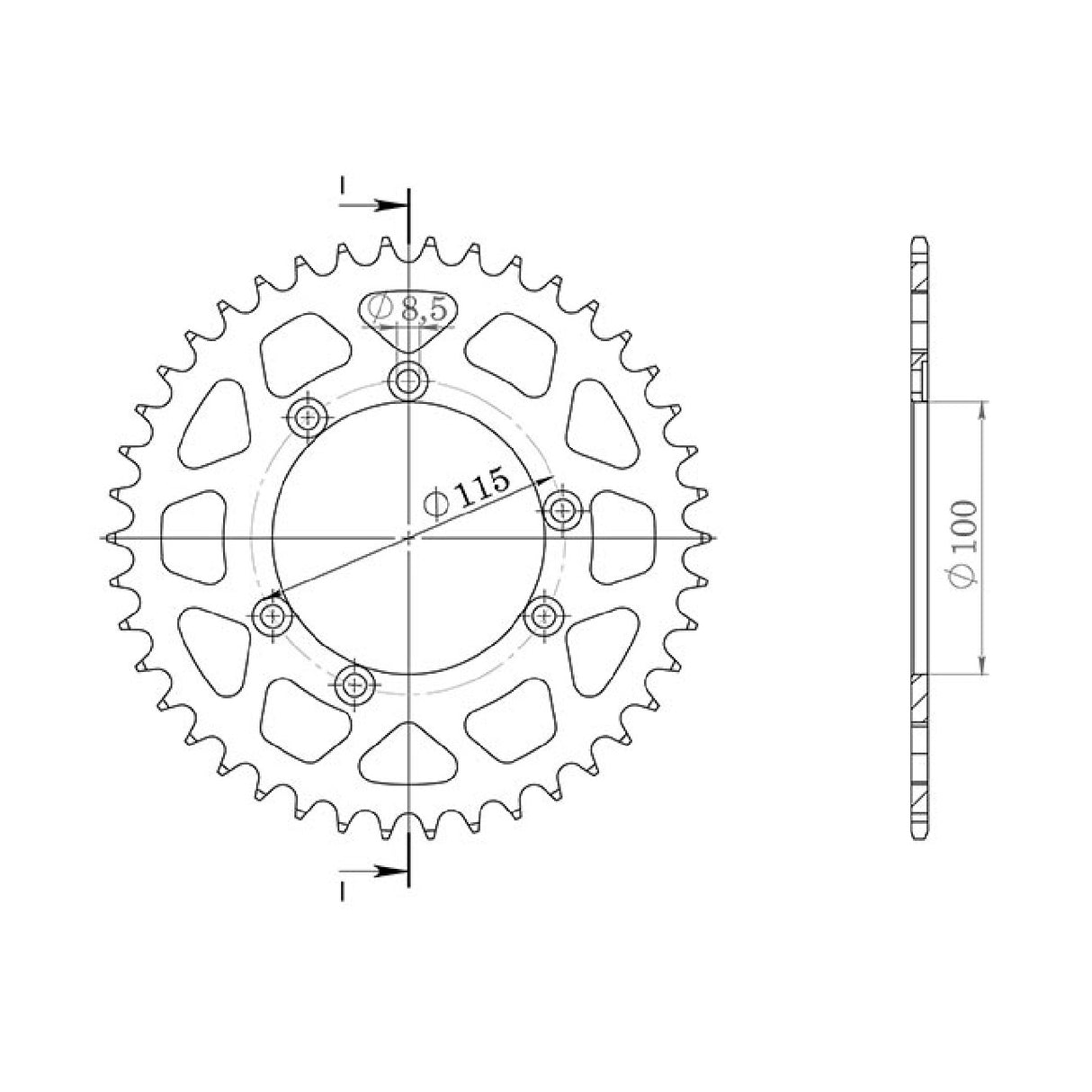 Corona in alluminio 44 denti passo 520 GAS GAS Pampera 125 CC 96/01