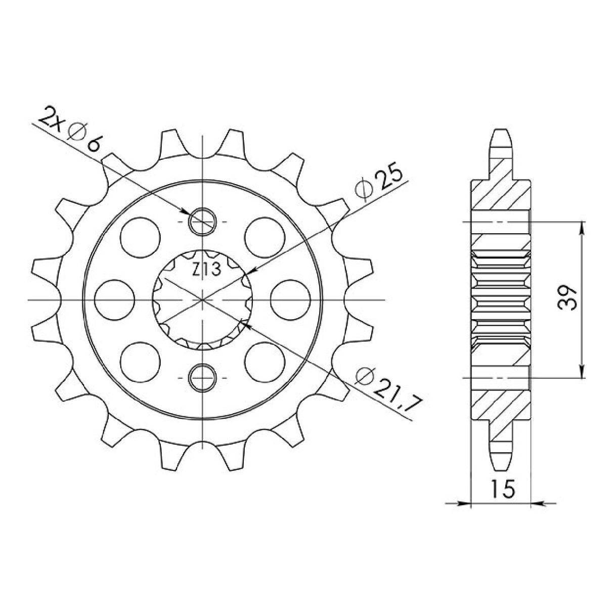 Stahlkettenrad, 14 Zähne, Teilung 520, ARCTIC CAT DVX 250 cm³, Baujahr 06/09