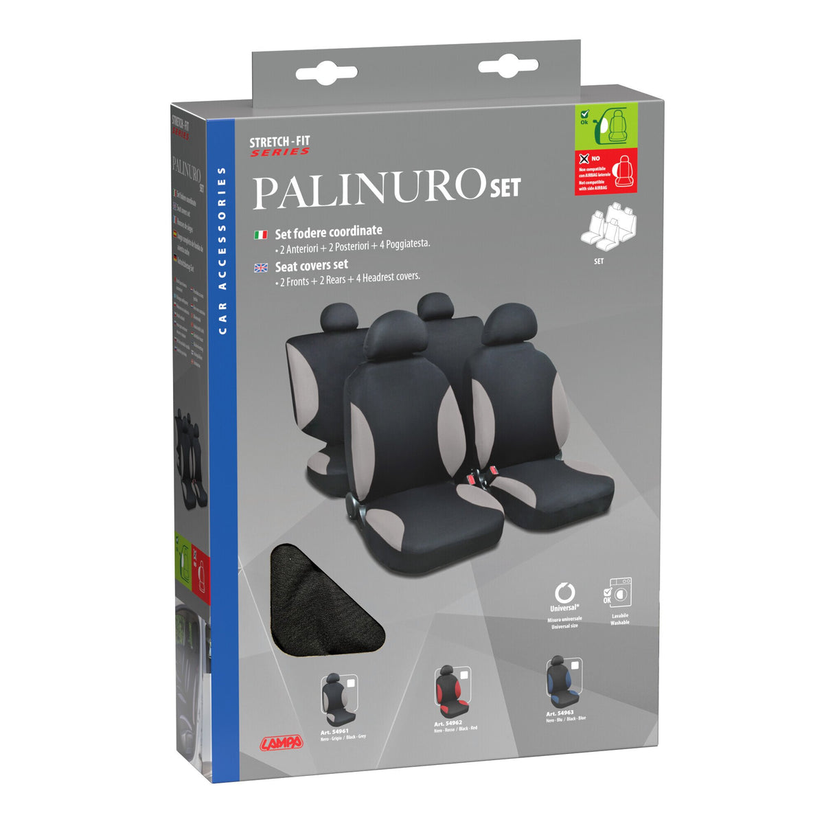 Lampa Palinuro Set aus passenden Sitzbezügen Schwarz/Grau