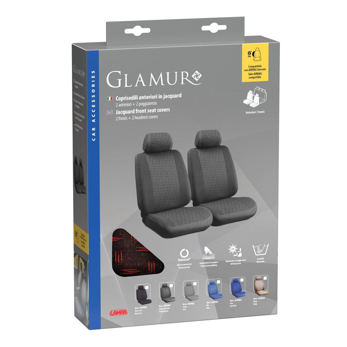 Lampa Glamur Universelle Jacquard-Vordersitzbezüge – Schwarz