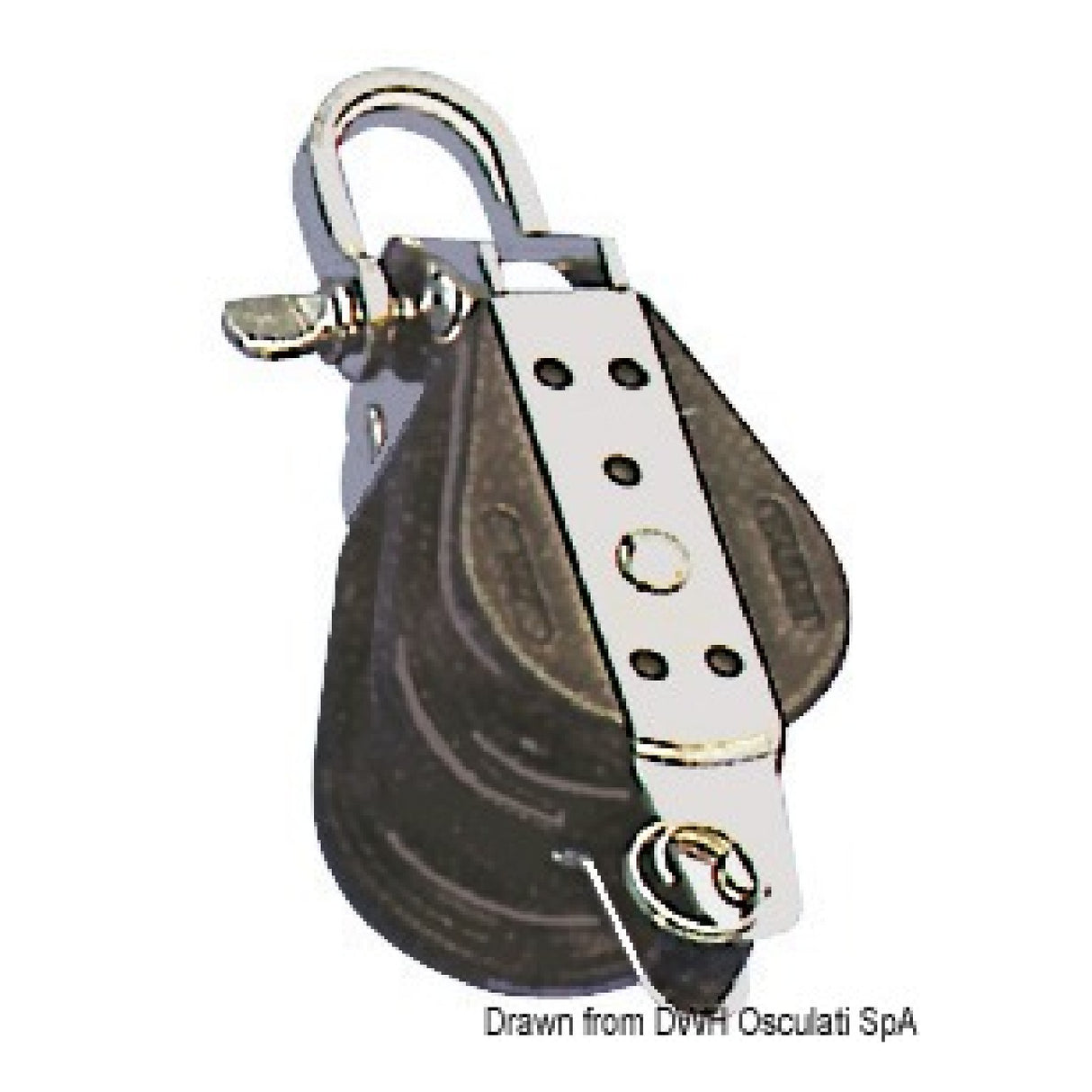 Polea de bolas Viadana con 2 poleas, grillete y arraigo