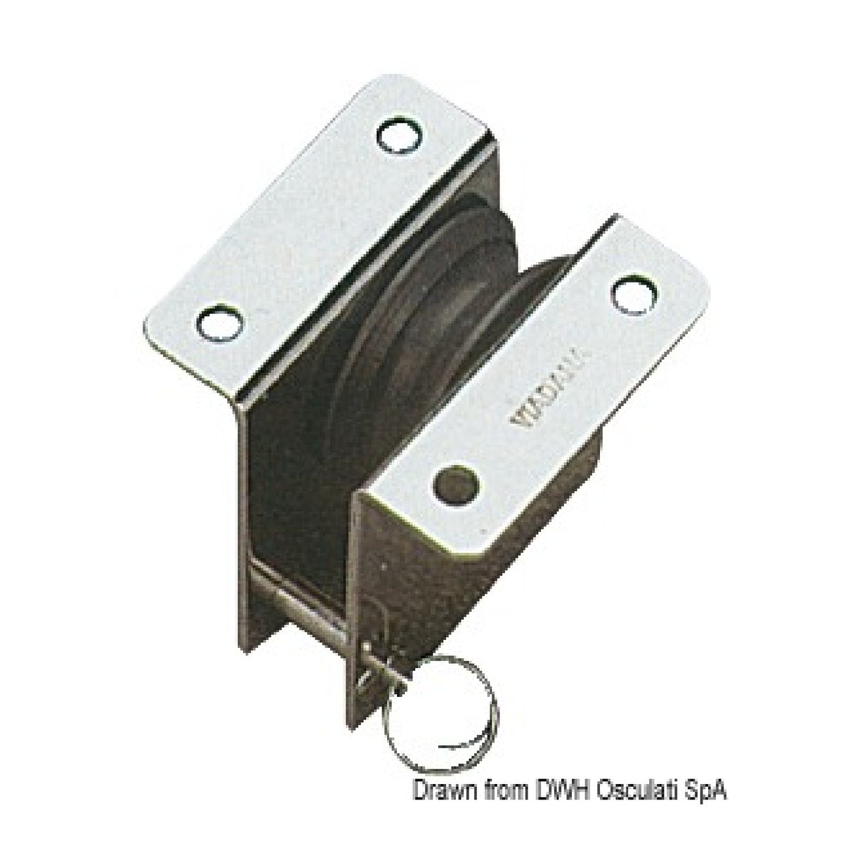 Bloque de acero inoxidable Viadana con 1 polea para cable de acero