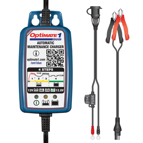 Cargador de batería para motocicleta y scooter OPTIMATE 1 Duo Tecmate