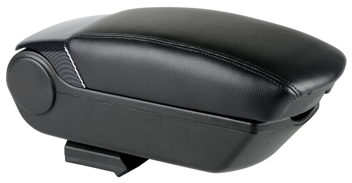 Premium, 3-function armrest with dual mounting system and USB connection, 12V - Carbon-Look
