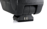 Premium, 3-function armrest with dual mounting system and USB connection, 12V - Carbon-Look