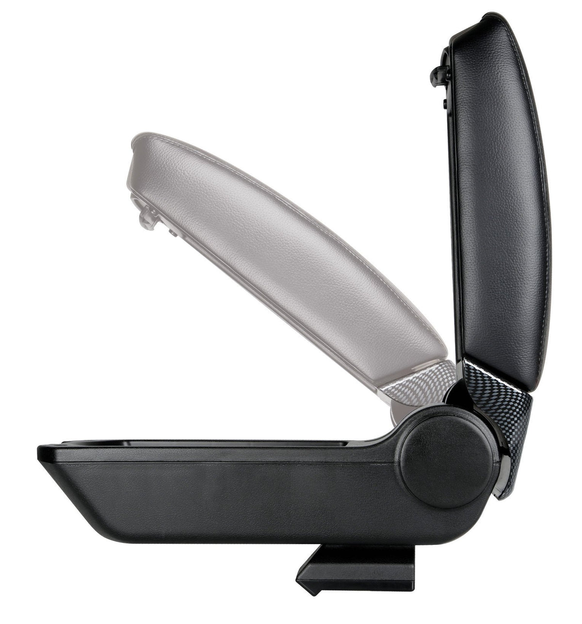 Premium, 3-function armrest with dual mounting system and USB connection, 12V - Carbon-Look