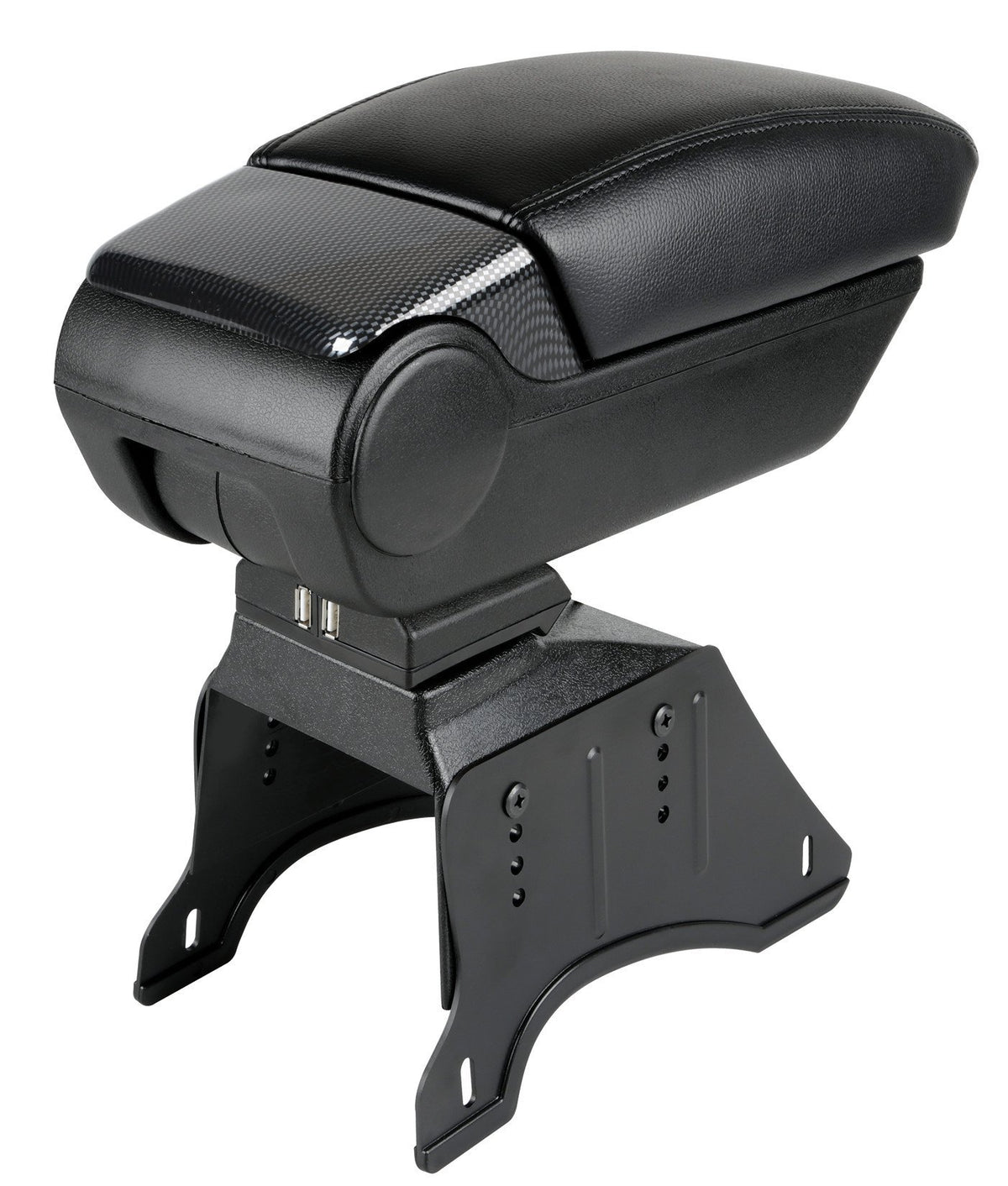 Premium, 3-function armrest with dual mounting system and USB connection, 12V - Carbon-Look