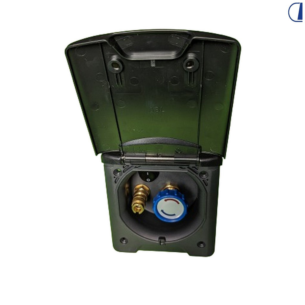 Di-Tec Doccia esterna calda/fredda con sportello magnetico nero, incasso Ø 90 mm
