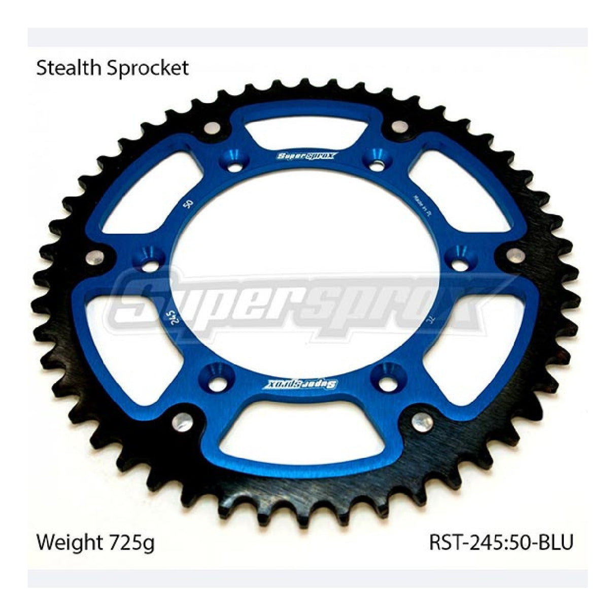 Piñón de aluminio Supersprox STEALTH RST Blue 520 de 50 dientes para YAMAHA WR F 250 CC 07