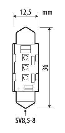 Pilot 12/24V Pro-User Series - 12,5x36 mm - SV8,5-8 - 1 pz - Scatola - Bianco - Doppia polarità - Resistenza incorporata