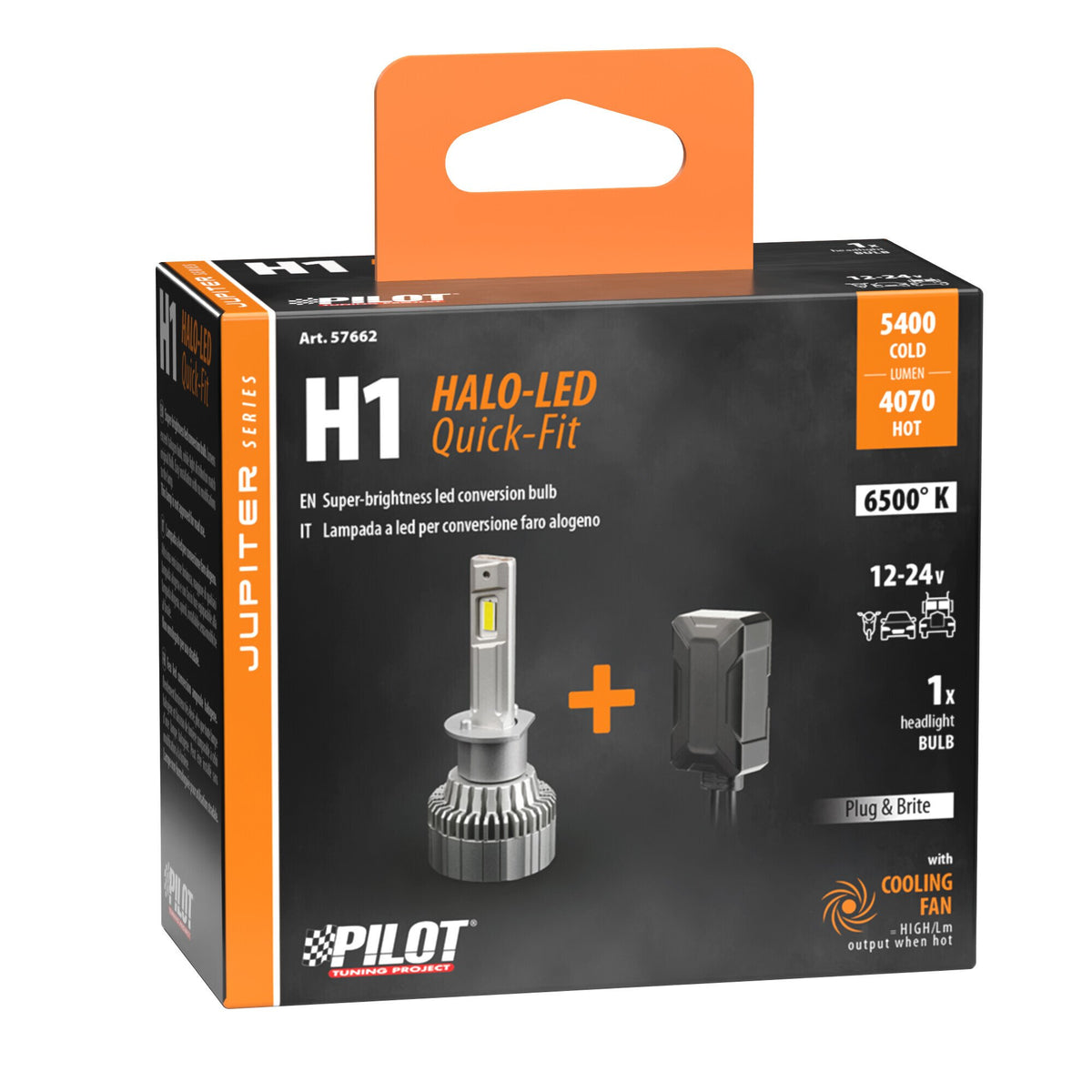 Pilot 12/24V Halo Led Jupiter Series Quick-Fit - (H1) - 55W - P14,5s - 1 pz - Scatola