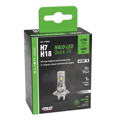 Pilot 12V Halo Led Alien Series Quick-Fit - (H7-H18) - 25W - PX26d / PY26d-1 - 1 pz - Scatola