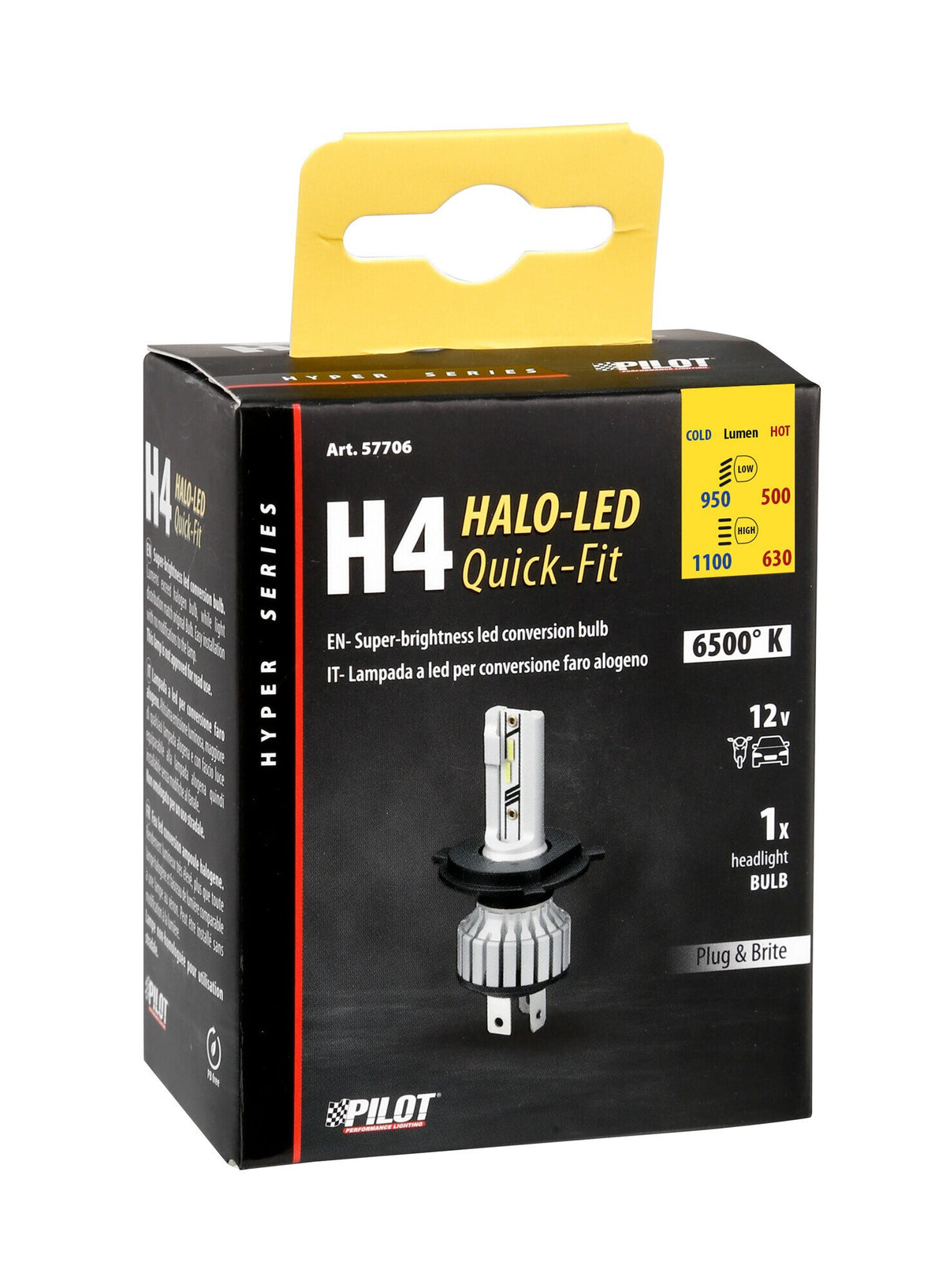Pilot 12V Halo Led Hyper Series Quick-Fit - (H4) - 15W - P43t - 1 pz - Scatola