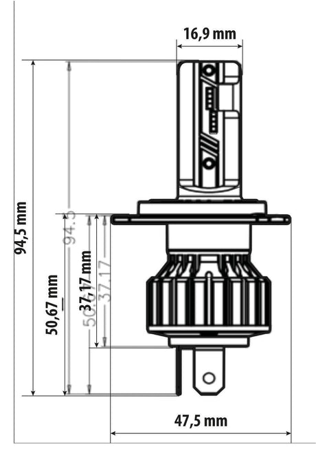 Pilot 12V Halo Led Hyper Series Quick-Fit - (H4) - 15W - P43t - 1 pz - Scatola