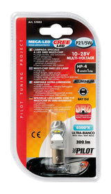 12/24V Mega-Led HP-4 - 4 SMD x 1 chip - (P21/5W) - BAY15d - 1 pz  - D/Blister - Bianco